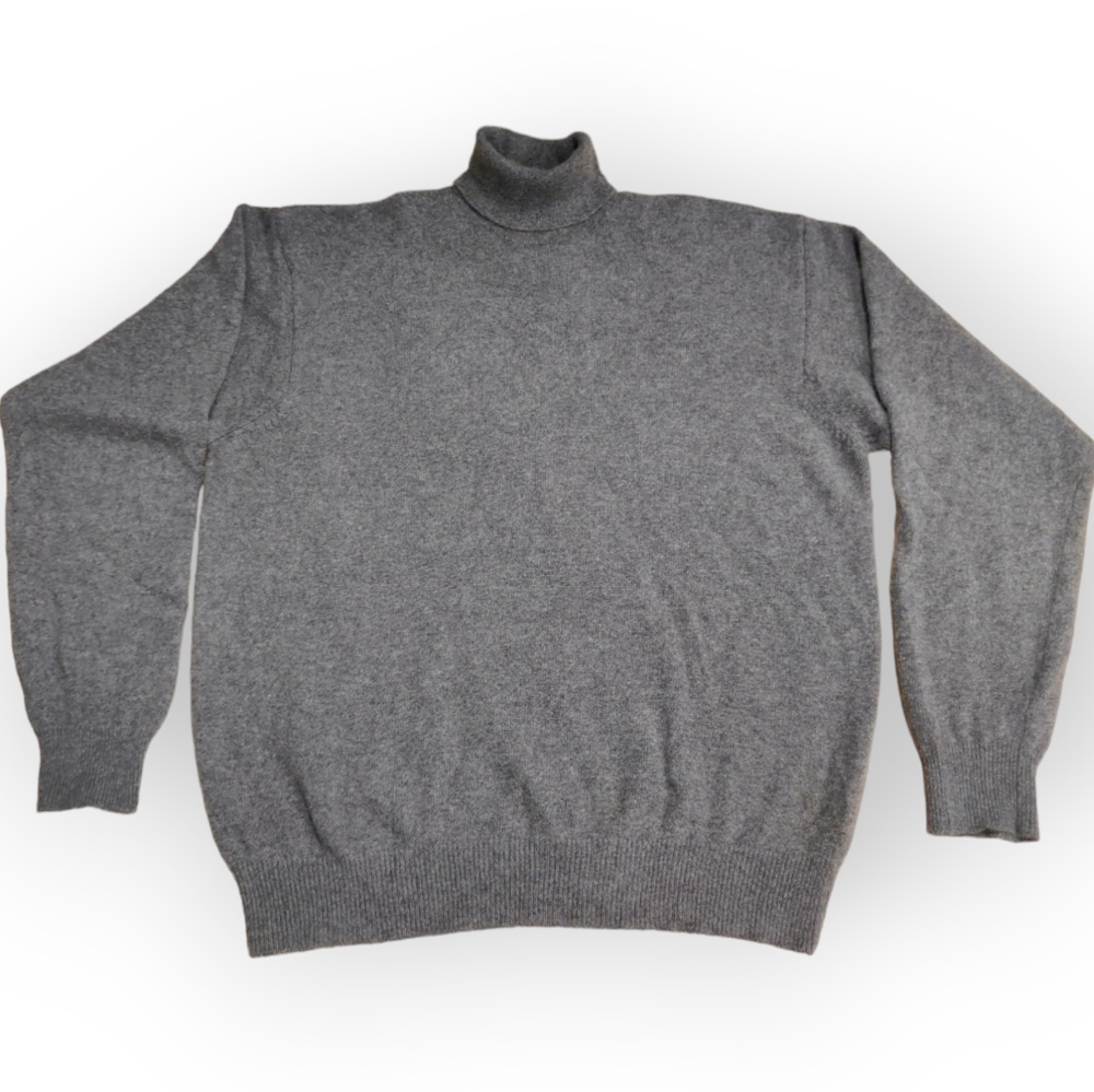 Vintage J.CREW 100% cashmere gray turtle neck sweater size XL